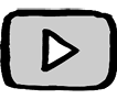Black and white YouTube video player icon, displaying a play symbol inside a rectangular outline.