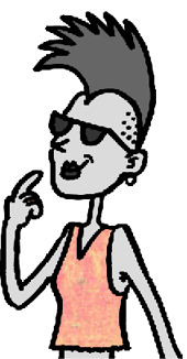 Cartoon illustration of a woman in a tank top and sunglasses, exuding a fun and carefree attitude.